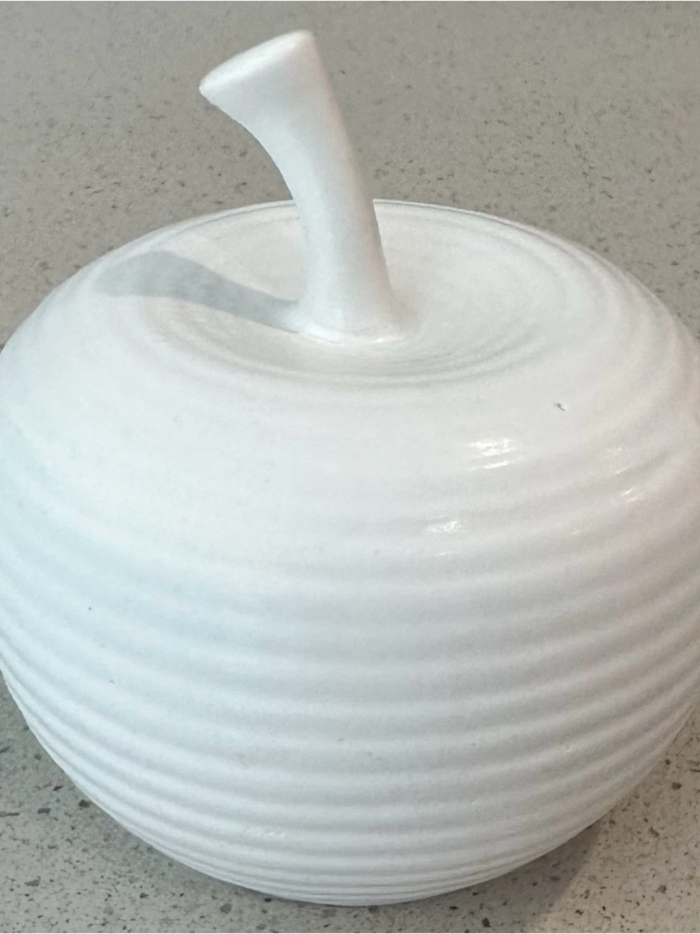 White Ceramic Decorative Apple - Home Art Accent